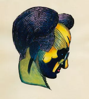 Kopfstudie, aus; 'Profile', 10 Blatter, Graz III by Karl Wiener Oil Painting