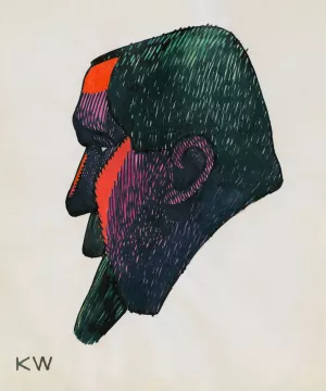 Kopfstudie, aus; 'Profile', 10 Blatter, Graz VIII by Karl Wiener Oil Painting