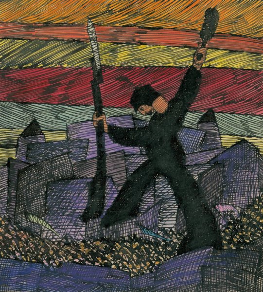 Krieg  by Karl Wiener - Hand-Painted Oil Painting Reproduction