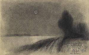 Mondesfinsternis bei Vollmond - an der Donau by Karl Wiener Oil Painting