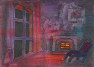 Nachtliche Angst by Karl Wiener Oil Painting
