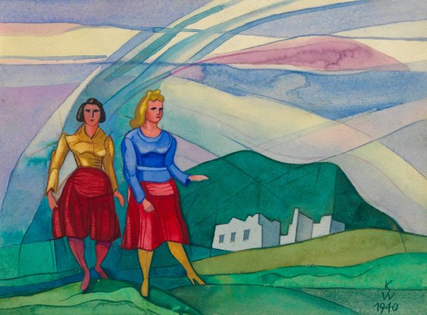 Ohne Titel; aus; 'Die 150 Blatter' IX  by Karl Wiener - Hand-Painted Oil Painting Reproduction