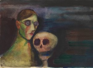 Selbstportrat mit dem Tod by Karl Wiener Oil Painting