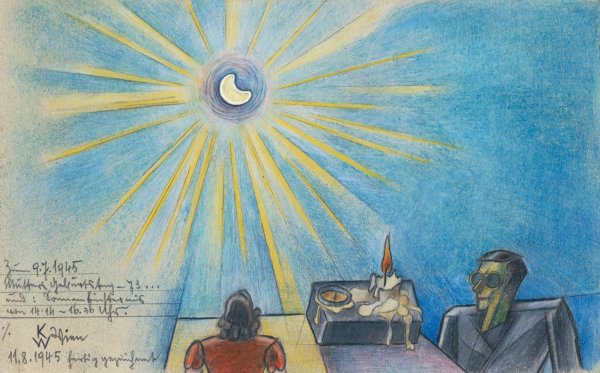 Sonnenfinsternis und Geburtstag der Mutter  by Karl Wiener - Hand-Painted Oil Painting Reproduction