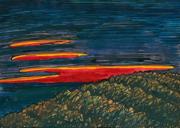 Sonnenuntergang  by Karl Wiener - Hand-Painted Oil Painting Reproduction
