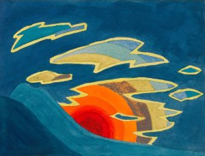 Sonnenuntergang by Karl Wiener Oil Painting