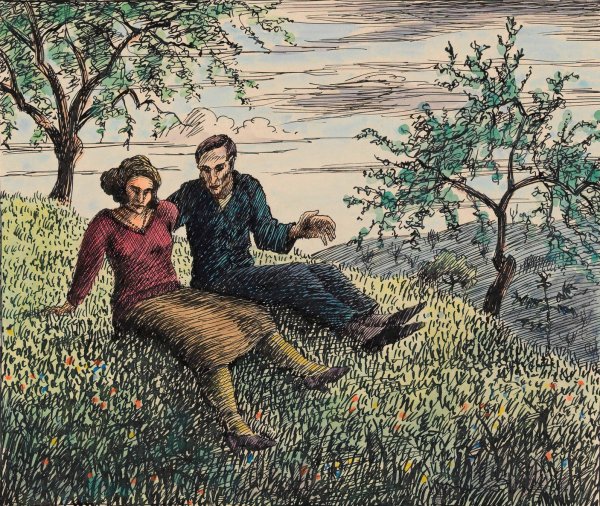 Unterredung im Grase  by Karl Wiener - Hand-Painted Oil Painting Reproduction