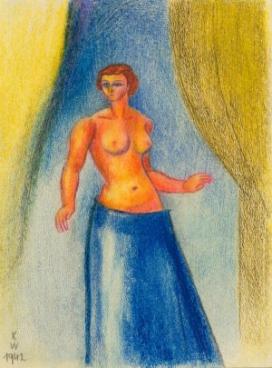 Weiblicher Halbakt by Karl Wiener Oil Painting