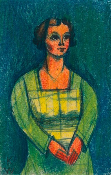 Weibliches Portrat; aus; 'Die 150 Blatter' by Karl Wiener - Hand-Painted Oil Painting Reproduction