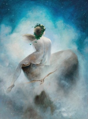 Asking The Stars by Karl Wilhelm Diefenbach Oil Painting