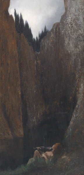 Geige spielender Knabe by Karl Wilhelm Diefenbach Oil Painting