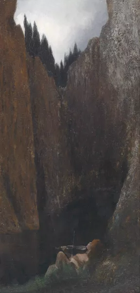 Geige spielender Knabe by Karl Wilhelm Diefenbach Oil Painting