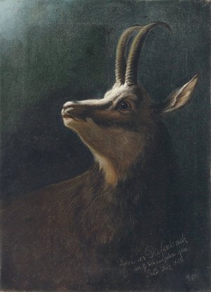 Kopf einer Gemse by Karl Wilhelm Diefenbach Oil Painting