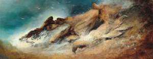 Seagulls in a stormy bay by Karl Wilhelm Diefenbach Oil Painting