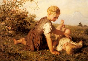 An Autumn Idyll Oil painting by Karl Wilhelm Friedrich Bauerle