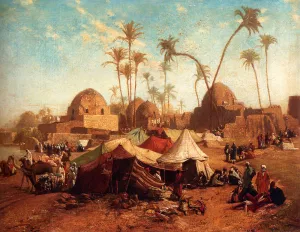 Bedouincamp by Karl Wilhelm Gentz Oil Painting