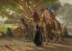 Halt By The Well by Karl Wilhelm Gentz Oil Painting