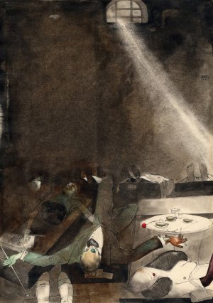 Five O'clock Tea in the Morgue by Karlis Padegs Oil Painting