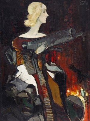 Madonna with a Machine Gun by Karlis Padegs Oil Painting