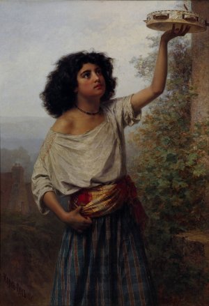 Young Gipsy Woman by Karlis Teodors Huns Oil Painting