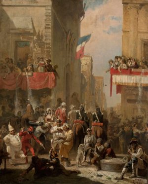 Carnival at the Corso in Rome by Karol Miller Oil Painting