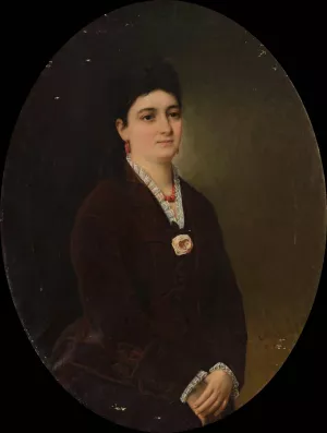 Portrait of Maria Sedziak nee zyzniewska by Karol Miller Oil Painting