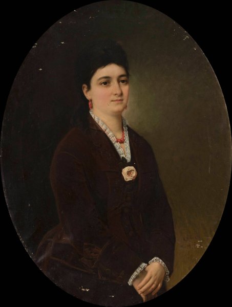 Portrait of Maria Sedziak nee zyzniewska  by Karol Miller - Hand-Painted Oil Painting Reproduction