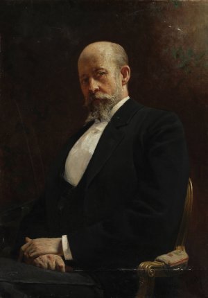 Portrait of Teodor Rygier, sculptor by Karol Miller Oil Painting