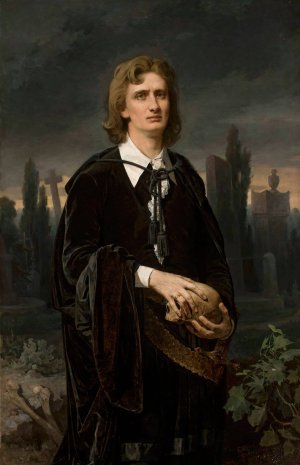 Portrait of Wincenty Rapacki in the role of Hamlet by Karol Miller Oil Painting