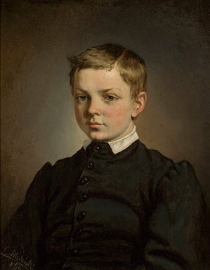 Bust portrait of a boy by Karol Mlodnicki Oil Painting