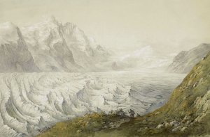 Pasterze gletsjer bij Heiligenblut by Karoly Lajos Libay Oil Painting