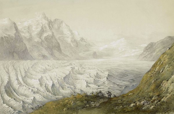 Pasterze gletsjer bij Heiligenblut  by Karoly Lajos Libay - Hand-Painted Oil Painting Reproduction