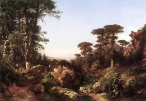 Forest Scene at Ailo in Corsica by Karoly Marko - Oil Painting Reproduction