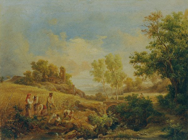 Landschaft mit Heuernte  by Karoly Marko - Hand-Painted Oil Painting Reproduction