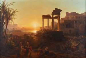 Landschaft mit Sonnenuntergang by Karoly Marko Oil Painting
