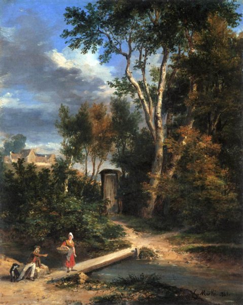 Main Product Photo of Riverside Scene Painting by Karoly Marko