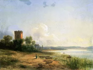 View of the Lake Trasimeno by Karoly Marko Oil Painting