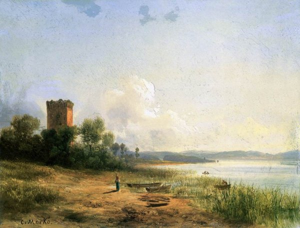 Main Product Photo of View of the Lake Trasimeno Painting by Karoly Marko