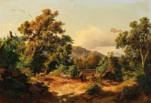 A Landscape with Goatherders Oil painting by Karoly Marko The Younger