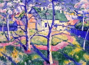 Apples Trees in Blossom by Kasimir Malevich Oil Painting