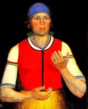 Female Worker in Red by Kasimir Malevich Oil Painting