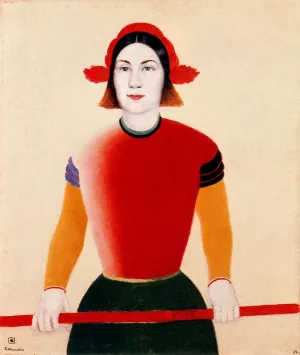 Girl with a Red Staff by Kasimir Malevich Oil Painting