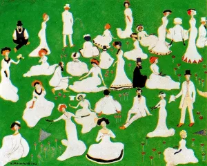 High Society in Top Hats Relaxing by Kasimir Malevich Oil Painting