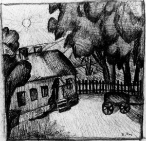 House with a Fence Oil painting by Kasimir Malevich