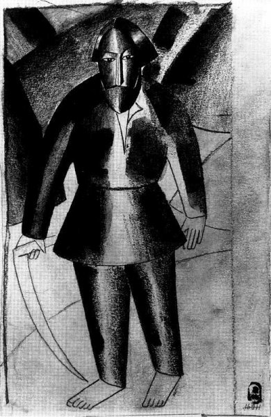 Main Product Photo of Man with a Scythe Painting by Kasimir Malevich