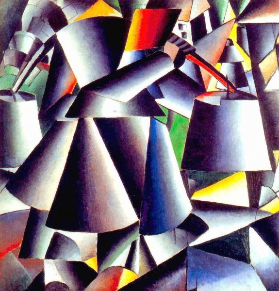 Main Product Photo of Peasant Woman with Water Pails Painting by Kasimir Malevich