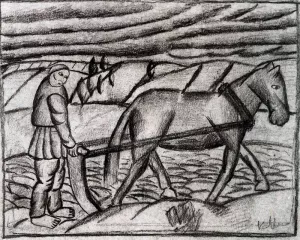 Plowman by Kasimir Malevich - Oil Painting Reproduction