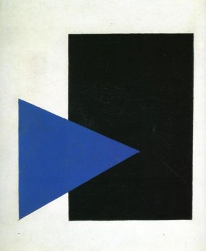 Supermatism with Blue Triangle and Black Square
