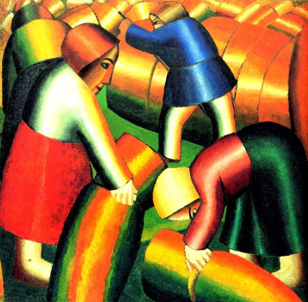 Main Product Photo of Taking in the Rye also known as Taking in the Harvest Painting by Kasimir Malevich