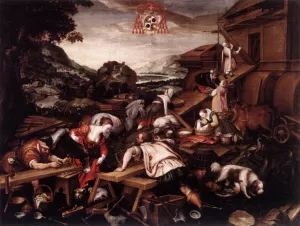 Noah's Ark Cycle: 1. Building of the Ark painting by Kaspar Memberger The Elder